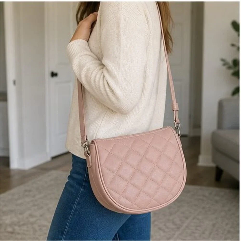 Blush Quilted Crossbody Bag